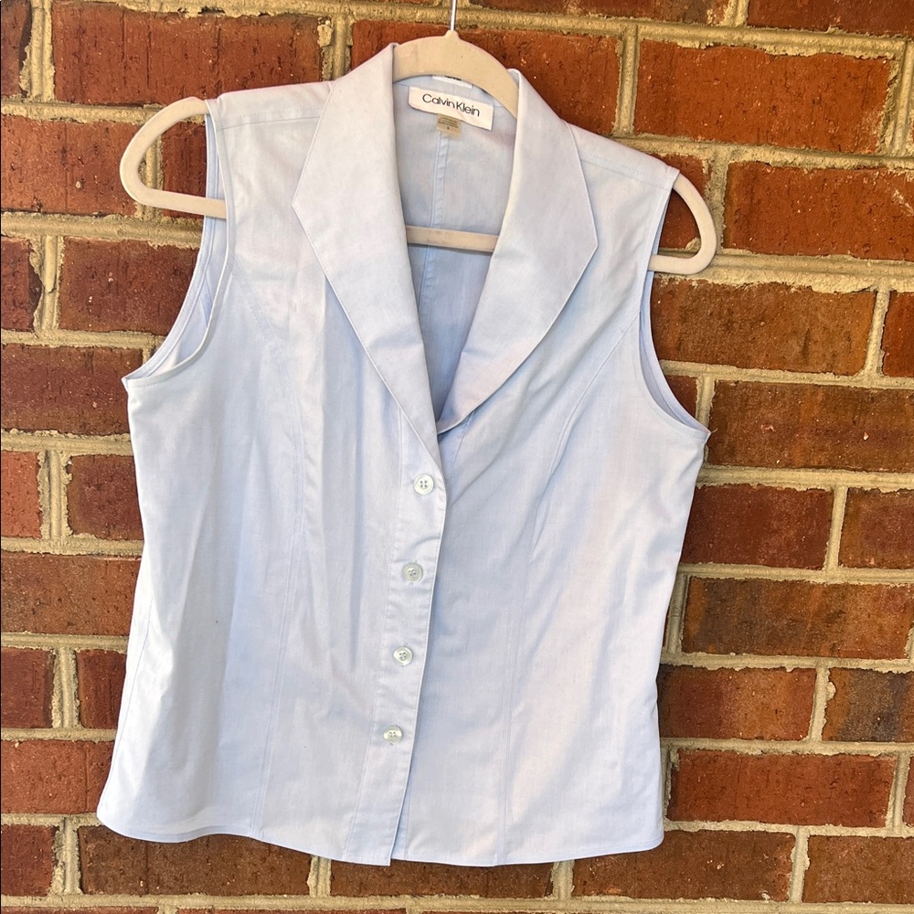 Calvin Klein Sky Blue Sleeveless Blouse